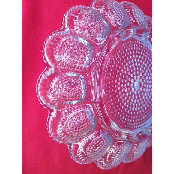 Deviled Egg Relish Platter Set Round Serving Tray 11" Hobnail VTG Indiana Glass - Picture 9 of 15